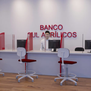 Escudo protetor transparente para agências bancárias